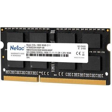 Bellek Netac Basic 8Gb 1600Mhz Ddr3L Ntbsd3N16Sp-08 Notebook Kktc