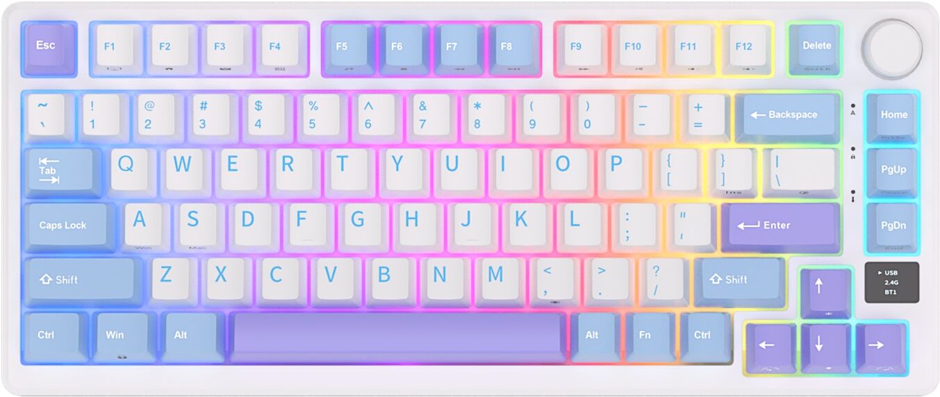 Klavye Royal Kludge M75 Taro Milk Kablosuz Silver Switch Us Layout Kktc