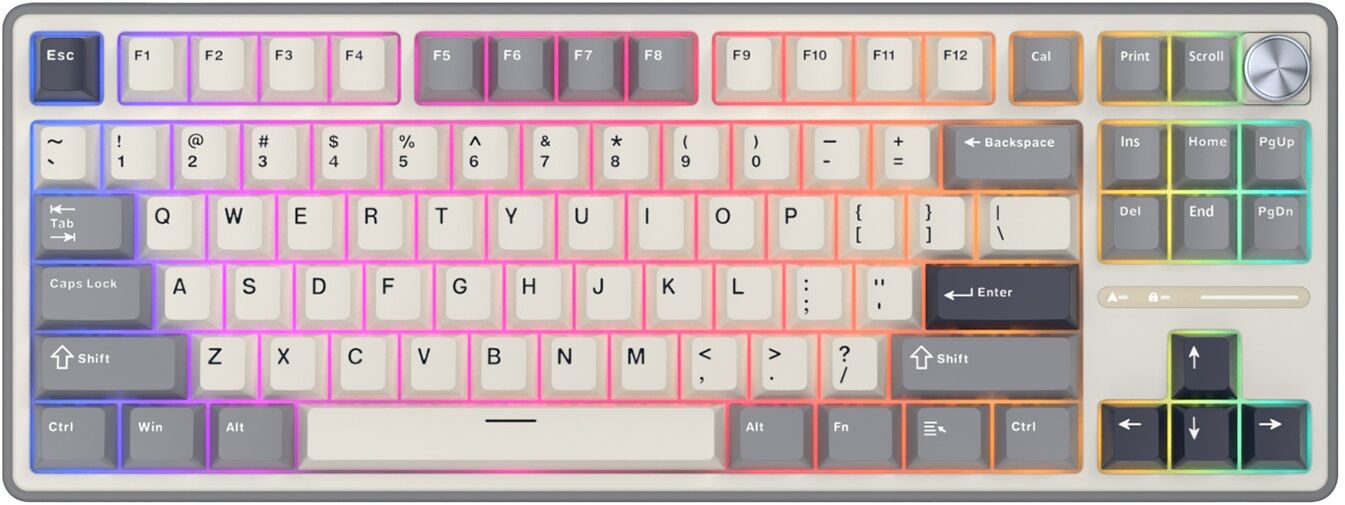 Klavye Royal Kludge R87 Pro Half Grey Creamy Switch Us Layout Kktc