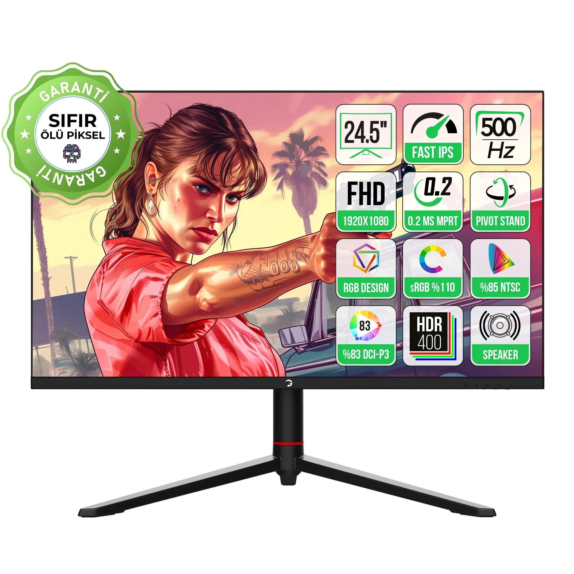 Monitor Gamepower 24.5&Amp;Quot; Scorp S10 Rgb 500Hz 0.2Ms Fhd Flat Ips Speaker Kktc