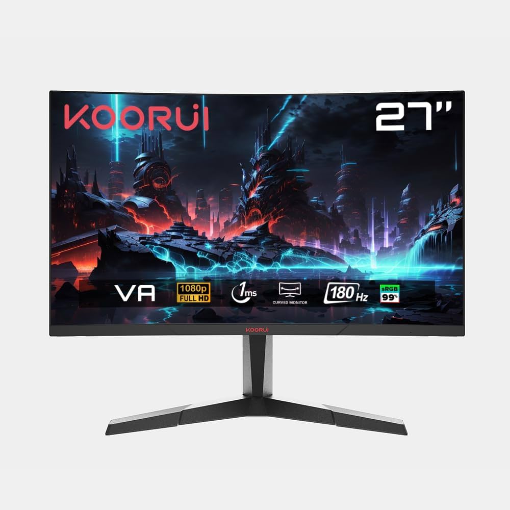 Monitor Koorui 27&Amp;Quot; 27E6Ca Curved 180Hz 1Ms Fhd Hdmi+Dp Gaming Kktc