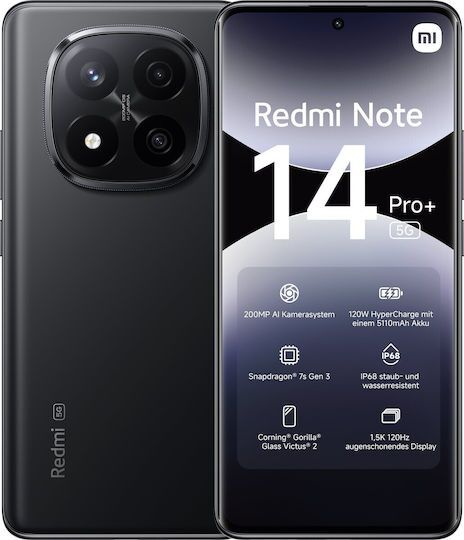 Telefon Xiaomi Redmi Note 14 Pro Plus Midnight Black 12Gb Ram 512Gb Kktc