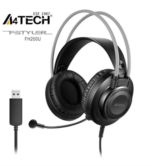 A4 Tech Fh-200U Mikrofonlu Gri Usb Kulaklık - Kulak Üstü Telefon Ku...-A4 Tech Kktc