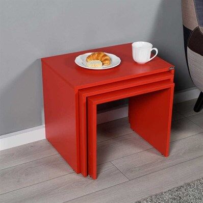 Adore Trple Zgon Sehpa Kirmizi 55X47-Adore Kktc