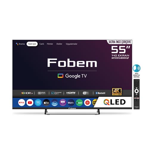 Fobem Mt55Eg8000Qf 55&Amp;Quot; Uydu Alıcılı 4K Ultra Hd Qled Google Tv-Fobem Kktc