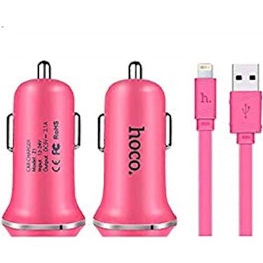 Hoco Pembe Araç Şarji + Lightning Kablo - Araç İçi̇ Şarj Ci̇hazi-Hoco Kktc