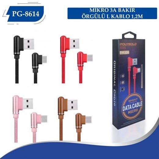 Polygold Pg-8614 Hizli Şarj Data Kablosu - Micro Usb 3.0A-Polygold Kktc