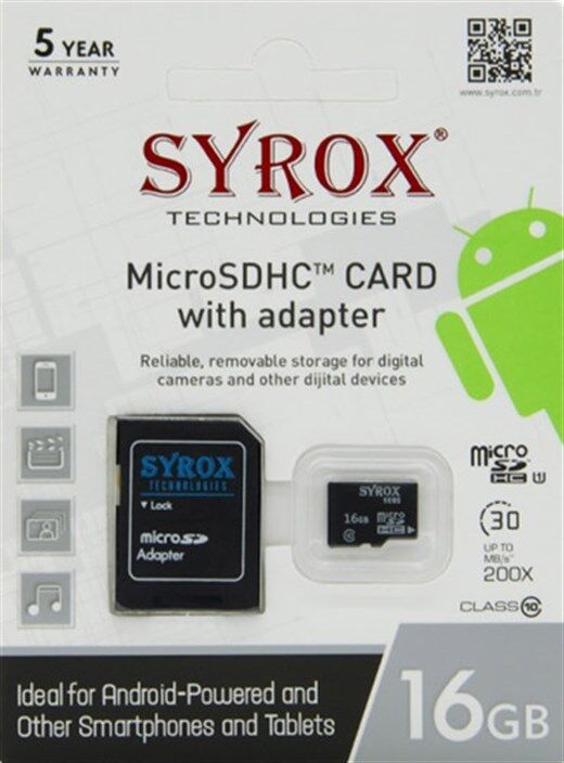 Syrox Mc16 Mi̇kro Kart 16 Gb - 16Gb Hafiza Karti-Syrox Kktc