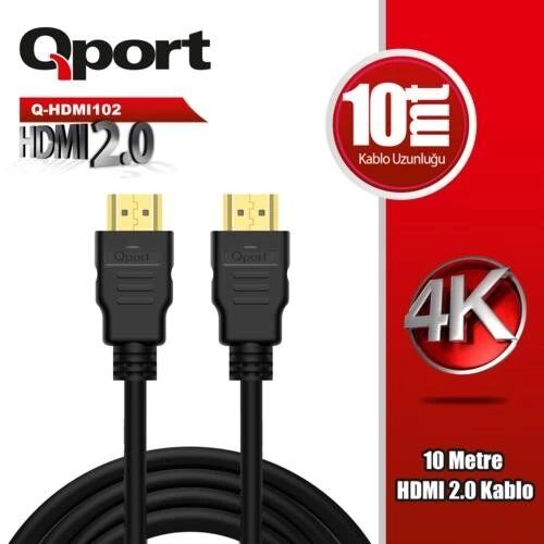 Kablo Qport Q-Hdmi102 Hdmi 10Mt 2.0 4K Kktc