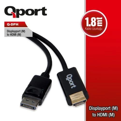 Aksesuar Qport Q-Dph Dp(M) To Hdmı(M) 1.8Mt Kktc