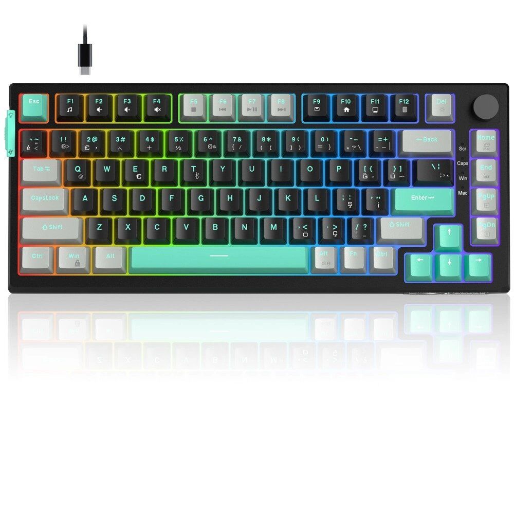 Magegee Sky81 83 Tuş Kablolu Rgb Hot-Swap Gasket Gri-Siyah Gaming Kktc