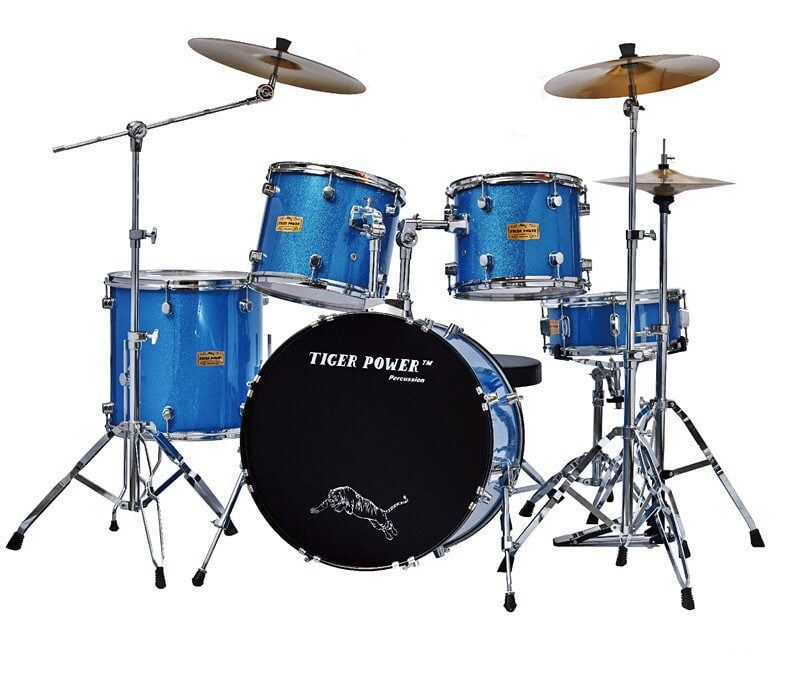 Tiger Power Drum Set - 5 Drums + 3 Cymbals &Amp;Amp; Throne