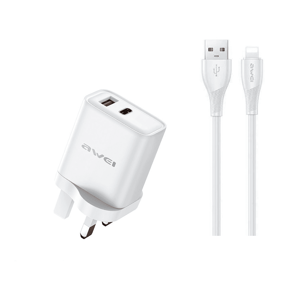 Adaptor Awei Pd81L-Uk Usb Usb-A &Amp;Amp; Usb-C Lightning Beyaz Kktc