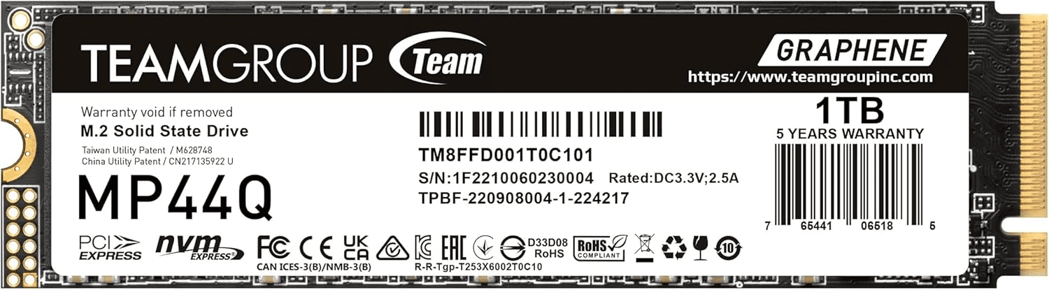Ssd Team Mp44Q 1Tb 7400/6200Mb/S Nvme M.2 Pcie Kktc