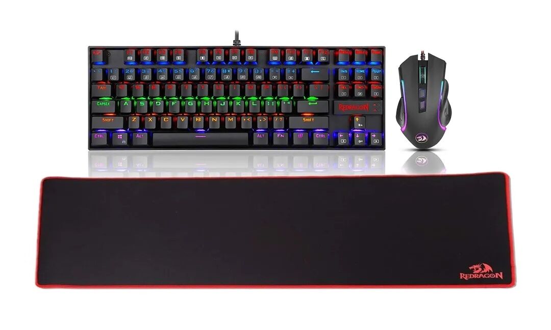 Redragon S116 Mouse+Mechanical Red Switch Us Keyboard+Mousepad Combo) Kktc
