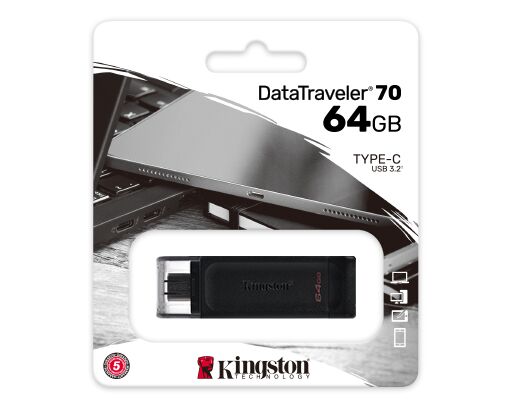Usb Bellek Kingston 64Gb Usb-C 3.2 Gen1 Dt70/64Gb Kktc