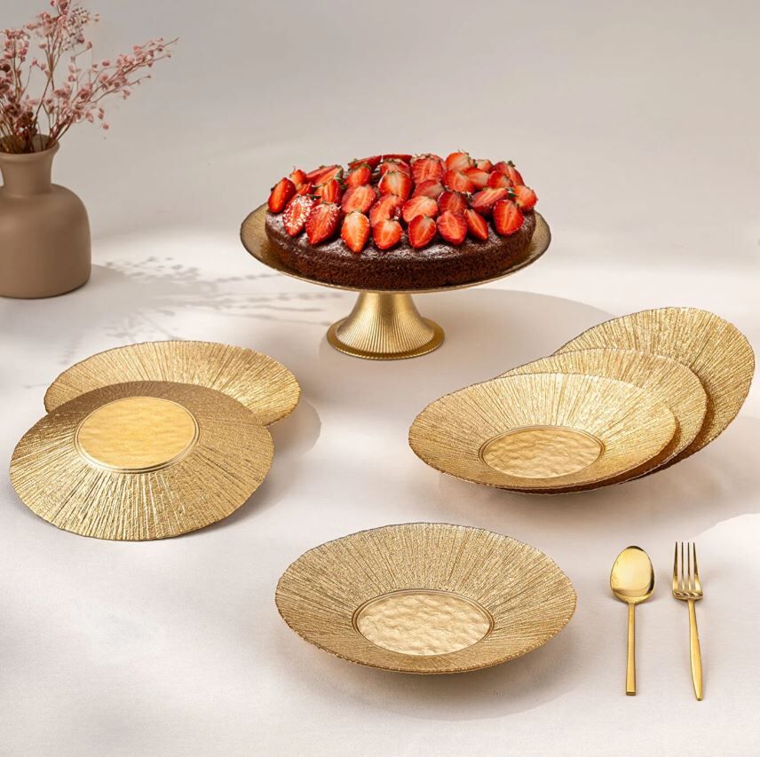 1000242670001 Emsan Golden 7 Parça Cam Pasta/Tatlı Seti - Görsel 1