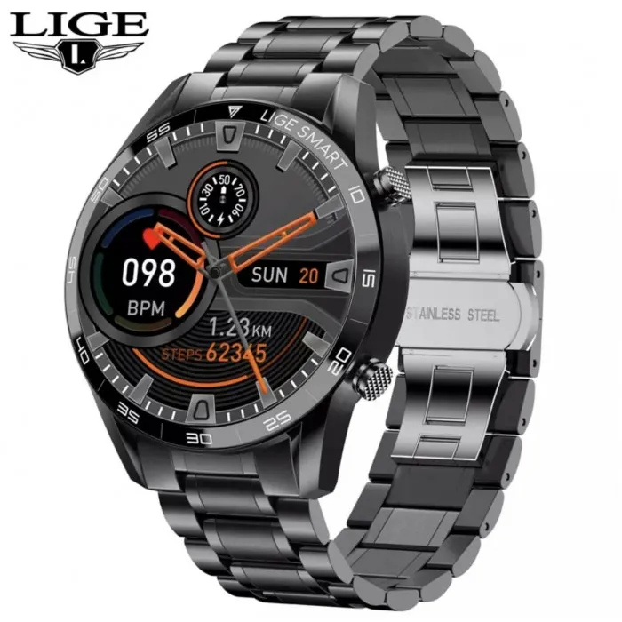 Lige Bw0189 Paslanmaz Çelik Bluetooth Konuşma Özellikli Akıllı Saat - Görsel 1