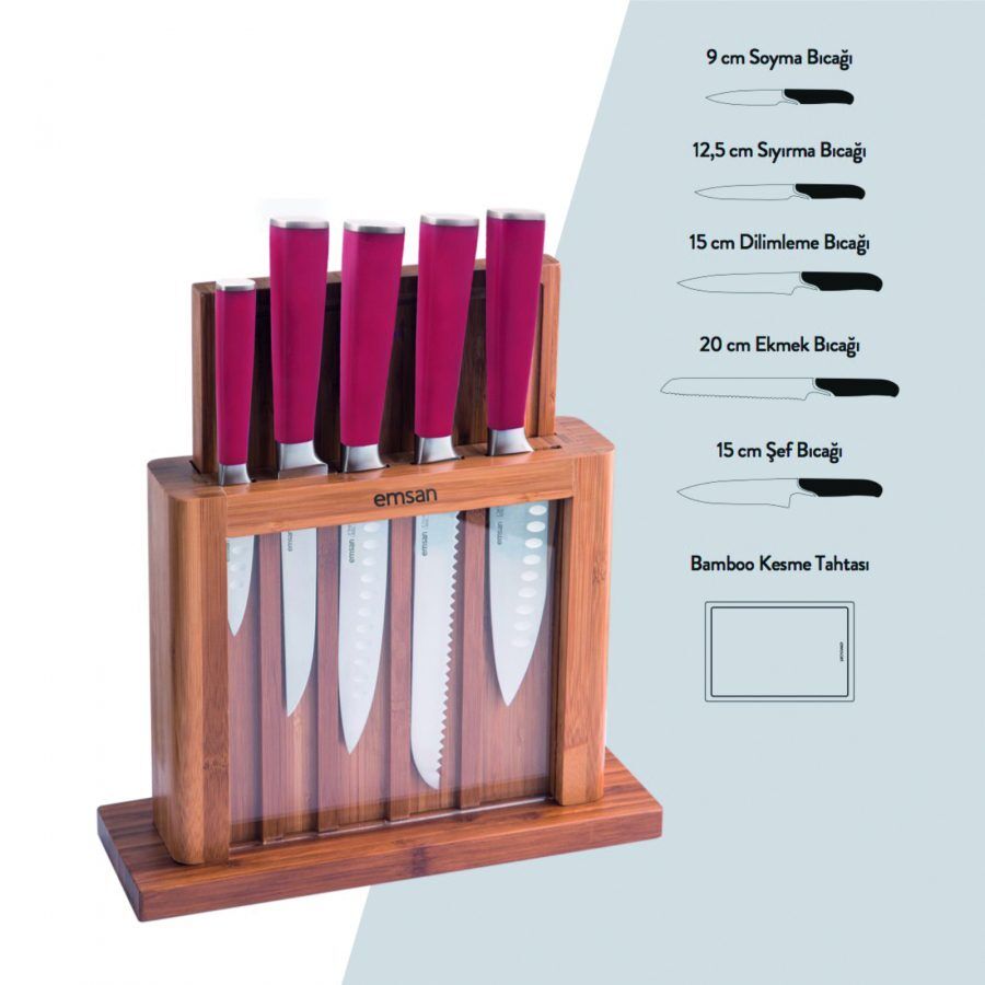 Emsan Matriks 7 Parça Snd Kesme Tahtalı Bıçak Seti Kırmızı Emsan Matriks 7 Parça Snd Kesme Tahtalı Bıçak Seti Kırmızı