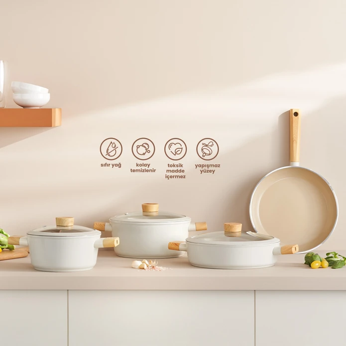 Swiss Crystal 7 Parça Tencere Seti Swiss Crystal 7 Parça Tencere Seti